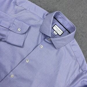 Charles Tyrwhitt Dress Shirt Mens 16.5-36 Mini Check Non Iron Slim Fit Button Up